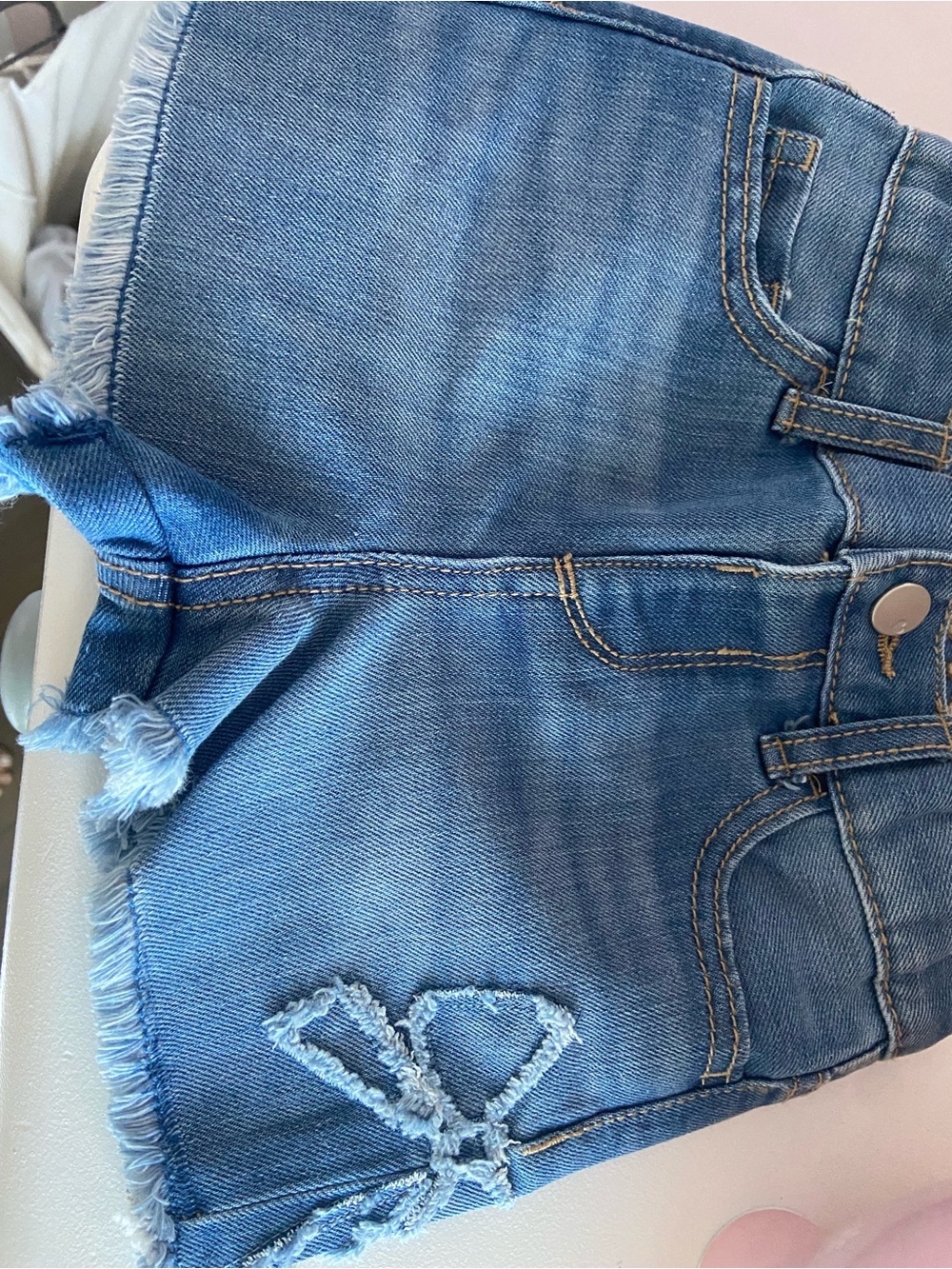 The Children's Place Light Blue Denim Shorts with Frayed Trim
